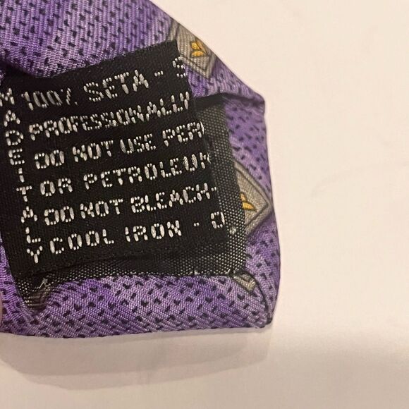 Versace Purple Geometric Silk Ties - Picture 6 of 7